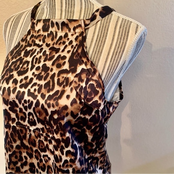 NWT Satin Tank Small OrderPlus Leopard Animal Print Black Brown Beige Keyhole - Picture 7 of 16